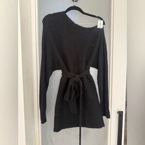 Blue Blush Off-the-Shoulder Black Sweater